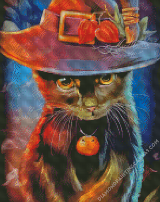 Witch Cat In Hat Art Diamond Painting