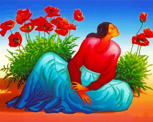 Woman And Flowers RC Gorman Diamond Painting