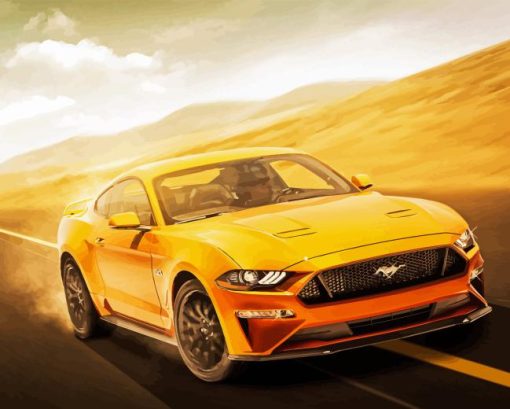 Yellow Mustang Car Diamond Painting