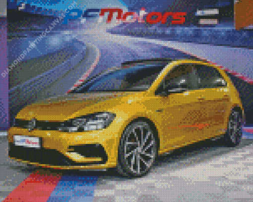 Yellow Vw golf 7 R Diamond Painting