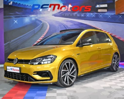 Yellow Vw golf 7 R Diamond Painting