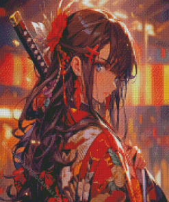 Anime Girl Samurai Diamond Painting