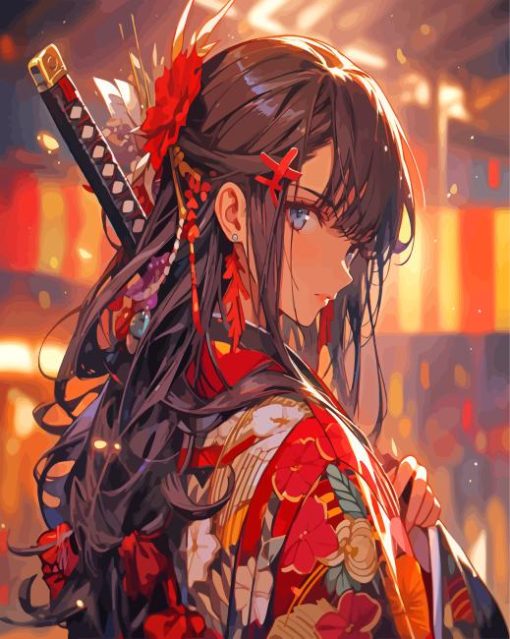 Anime Girl Samurai Diamond Painting