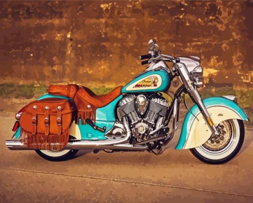 Blue Indian Chief Bike Diamond Painting