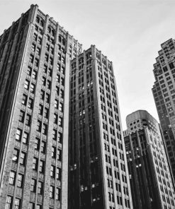 Buildings In Black And White Diamond Painting