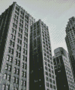 Buildings In Black And White Diamond Painting