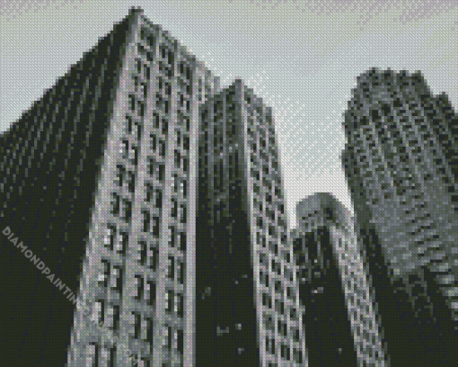 Buildings In Black And White Diamond Painting