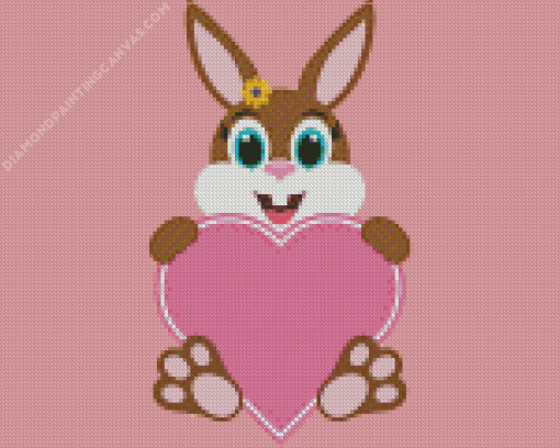 Bunny And Heart Diamond Painting