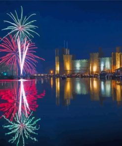 Caernarfon Castle Fireworks Diamond Painting