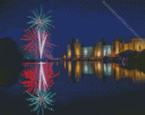 Caernarfon Castle Fireworks Diamond Painting