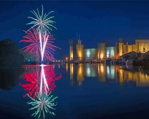 Caernarfon Castle Fireworks Diamond Painting