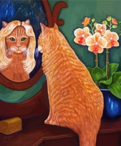 Cat Looking In The Mirror Diamond Painting