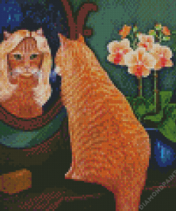 Cat Looking In The Mirror Diamond Painting