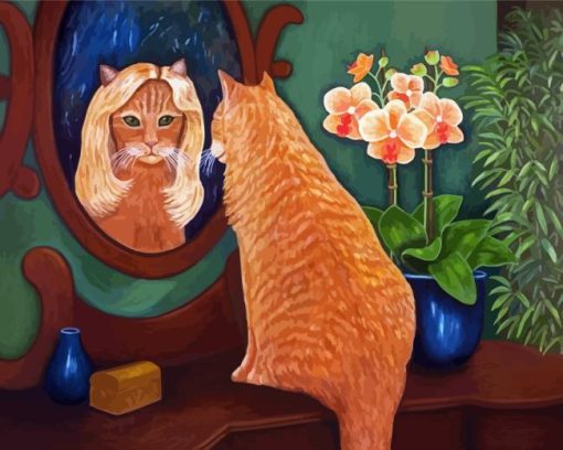 Cat Looking In The Mirror Diamond Painting