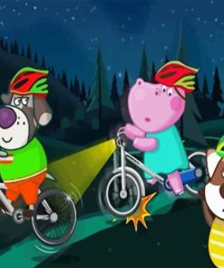 Hippo On Bike Racing Diamond Painting