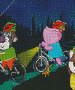 Hippo On Bike Racing Diamond Painting