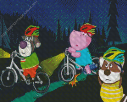 Hippo On Bike Racing Diamond Painting