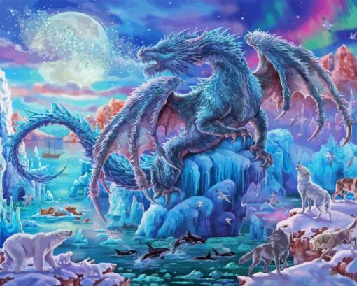 Mystical Snow Dragon Diamond Painting