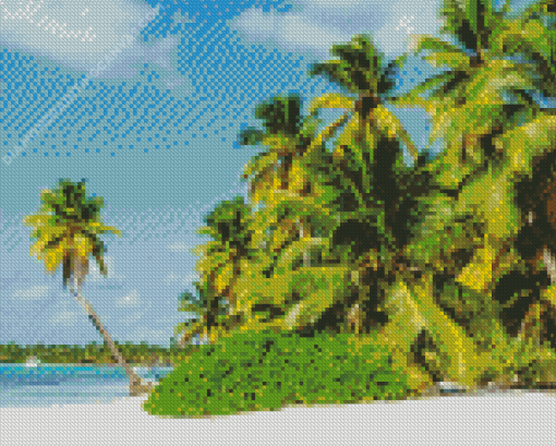 Palm Trees In Bloody Bay Diamond Painting