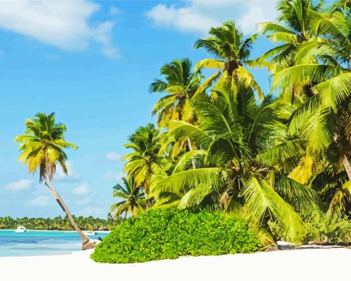 Palm Trees In Bloody Bay Diamond Painting