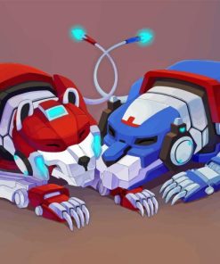 Red And Blue Lion Voltron Diamond Painting