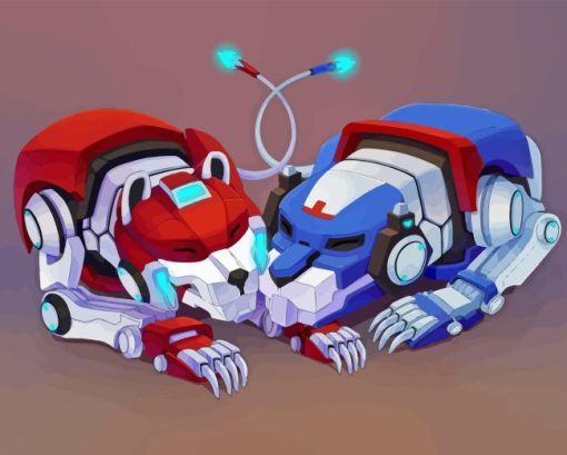 Red And Blue Lion Voltron Diamond Painting