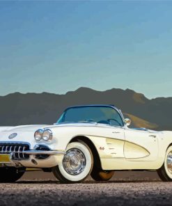 White Corvette 58 Diamond Painting