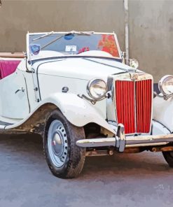 White MG TD Car Diamond Painting