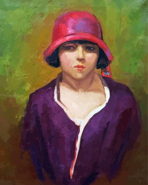 Abstract Lady With Red Hat Diamond Painting