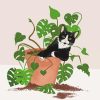 Cat And Plant Diamond Painting