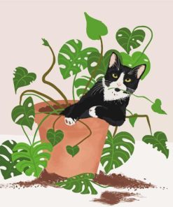 Cat And Plant Diamond Painting