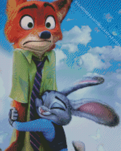 Fox And Rabbit Hugging Diamond Painting