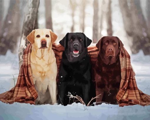 Golden Retriever In Snow Diamond Painting