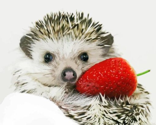 Hedgehog And Strawberries Diamond Painting