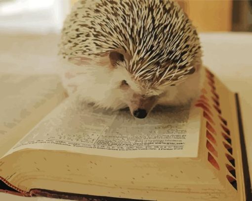 Hedgehog Reading A Book Diamond Painting