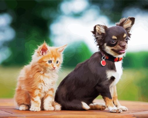 Kitten And Chihuahua Diamond Painting