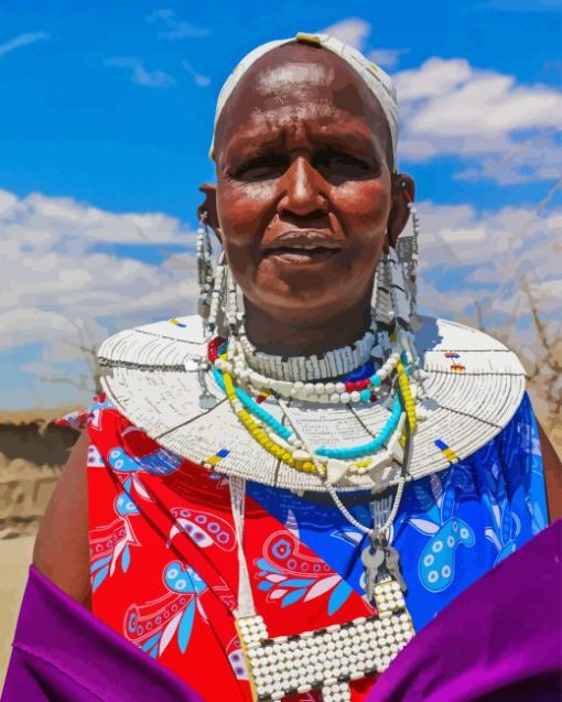 Old Maasai Woman Diamond Painting