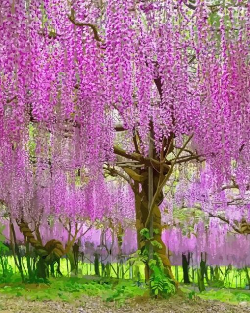 Pink Tree Wisteria Diamond Painting