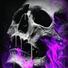 Purple Flaming Skull Diamond Painting