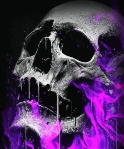 Purple Flaming Skull Diamond Painting