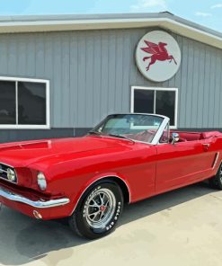 Red 65 Mustang Diamond Painting