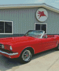 Red 65 Mustang Diamond Painting