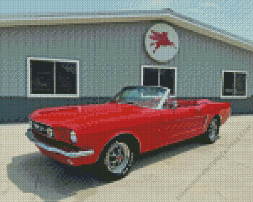 Red 65 Mustang Diamond Painting