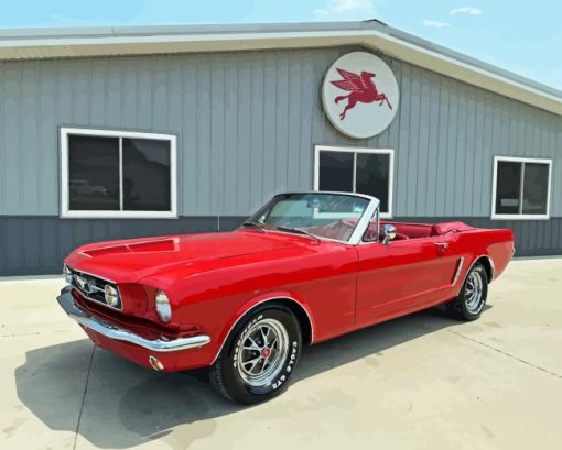 Red 65 Mustang Diamond Painting