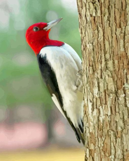 Red Headed Woodpecker Diamond Painting