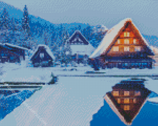 Shirakawa In Winter Diamond Painting