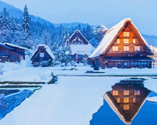 Shirakawa In Winter Diamond Painting