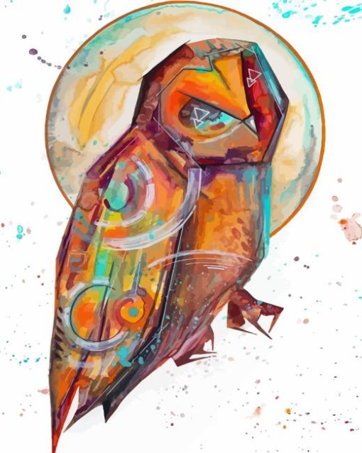 Splatter Futurism Owl Diamond Painting