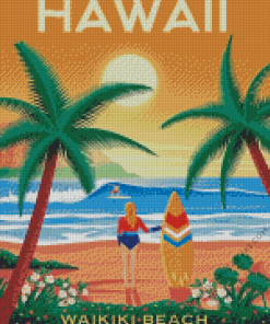 Waikiki Beach Poster Diamond Painting