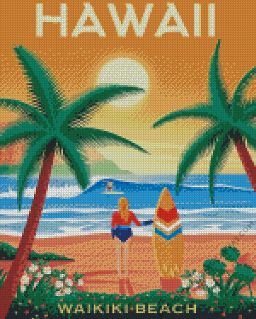 Waikiki Beach Poster Diamond Painting